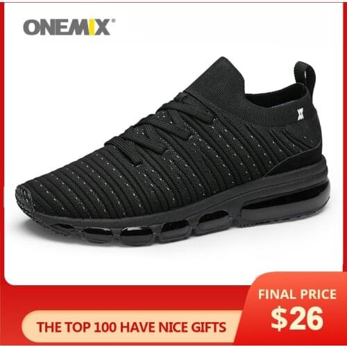 ONEMIX Slip Free Knit Men Air Running Sneakers Outdoor Jogging Shoes Light Cool Outdoor Sneakers For Walking Big Size 36-47