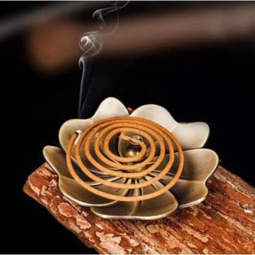 Flower Shape Vintage Metal Backflow Incense Burner Alloy Fragrance Furnace Plate Perfume Home Decor Zen Incense Holder Buddhist