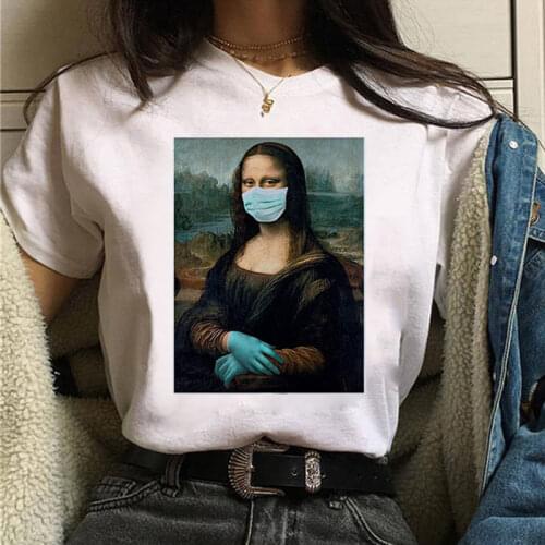 Summer Fashion Women Tshirt Casual Funny White Mona Lisa T Shirt Women Tee Shirts Short Sleeve Female T-shirt Tumblr Vogue Tshir