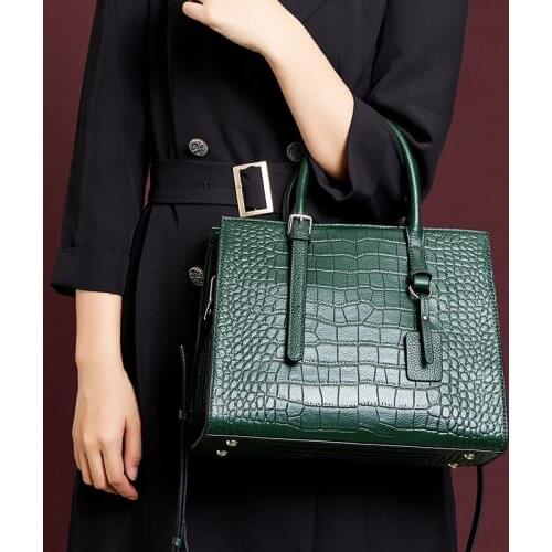 Genuine Leather Fashion Women Tote Bag 2021 Winter Luxury Handbag Large Capacity Cowhide Solid Color All-match Shoulder Bags