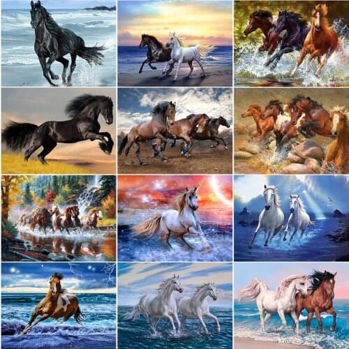 5D DIY Diamond Painting Animals Horse Cross Stitch Kit Full Drill Square Embroidery Mosaic Art Picture of Rhinestones Decor Sale