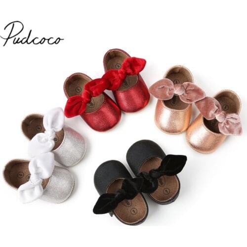 2018 Brand New Fashion Causal Toddler Newborn Baby Girls Boys Crib Shoes 0-18M PU Leather Solid Bow Hook Soft Shoes Baby Shoes