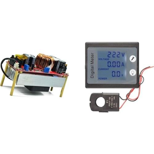 Single Phase Digital Electric Saver Power Meter Wattmeter & 1800W 40A DC-DC 10-60V By Fan for 12-90V Boost Power Module