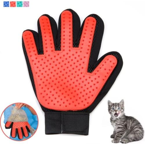 Pet grooming glove silicone brush wool glove massage pet hair lint remover gloves for cat dog cleaning hair removal brush combs