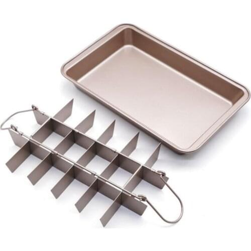 31*20*4.9cm Baking Sheet Square Cake Pans Non-Stick Pan 18 Pre-Slice Tray Carbon Steel Bakeware Mold Home Kitchen Baking Tools