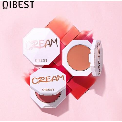 QIBEST Blusher Cream Makeup Blush Peach Palette Broner Cosmetics Contour Baked Blush Korean Makeup Blush Cream Cheek Tint