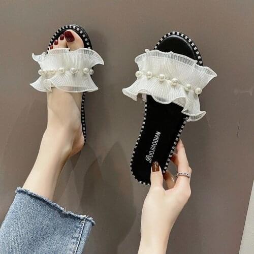 Spring Bohemian Flower Flat Slippers For Woman Summer Sandals Non-slip Beach Shoes Women Sandals Summer Retro Platform Shoes