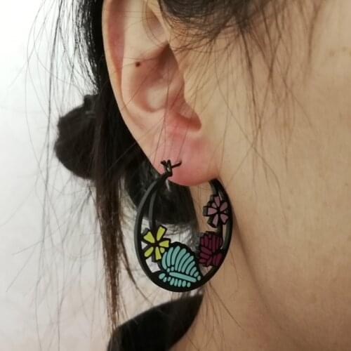 Punk Skull Cat Hoop Earrings Creative Hollow Pattern Stainless Steel Earrings Fashion Unisex Jewelry Accessory