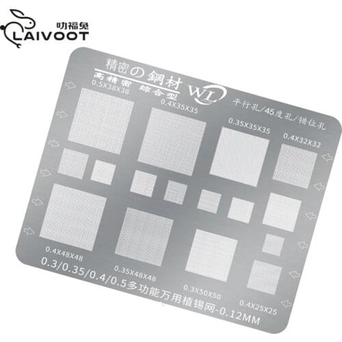 WL 0.3/0.35/0.4/0.5/Parallel/ Hole Universal Multi Function Planting Tin Mesh BGA Reballing Stencil Template