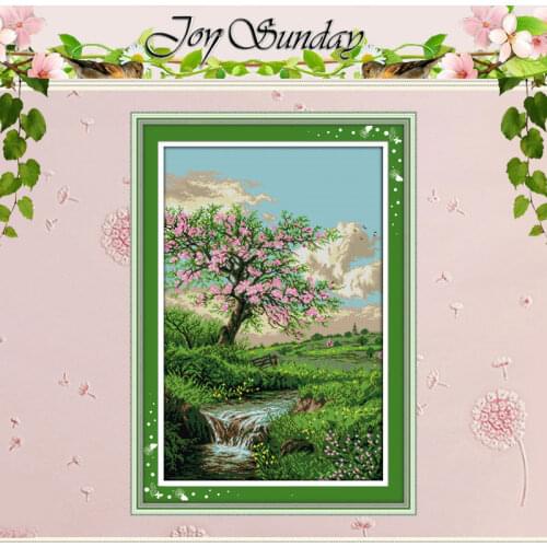 The Peaches Blossom in Spring Counted Cross Stitch DIY 11CT 14CT Cross Stitch Set Chinese Cross-stitch Kit Embroidery Needlework