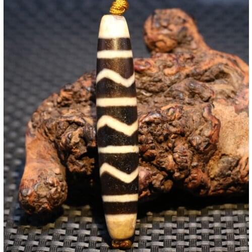Magic Power Energy Tibetan Old Agate Water Wave Rich Long Master dZi Bead Amulet Pendant LKbrother Sauces Talisman UPD210202A2