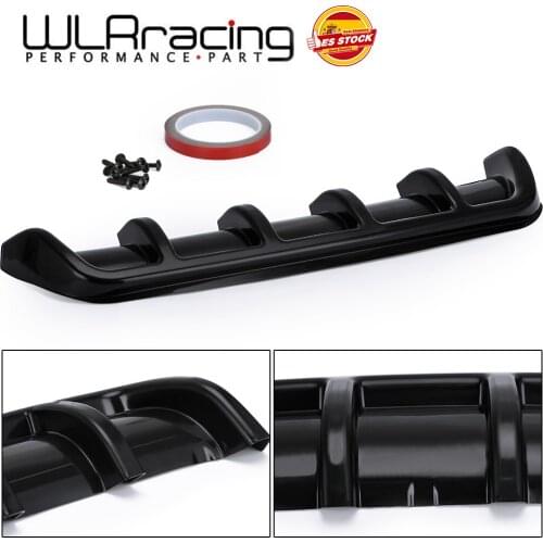 High Quality Car Spoiler Chassis Fin Shark Fin Type Bending Insert Rear Bumper Lip Diffuser Universal ABS Shark Diffuser Black