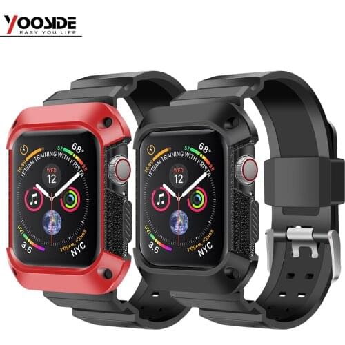YOOSIDE Shockproof Rugged Protective Bumper Cover Case with TPU Soft Sport Watch Band Strap for Apple Watch Series 4 40mm/44mm