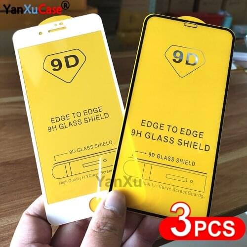 3Pcs 9D Full Cover Tempered Glass For iPhone 12 Mini 11 Pro XR X XS Max Screen Protector For iPhone SE2020 8 7 6 Plus Clear Film