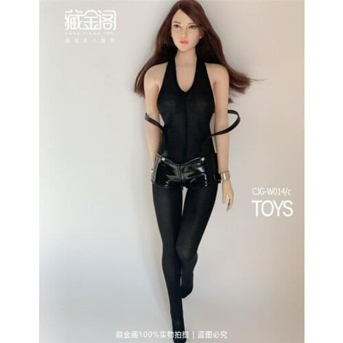 CJG-014 1/6 Female Jumpsuits & Leather Pants Suits Imitation leather Straps Shorts For Fit 12 Inches TBLeague Figure Body