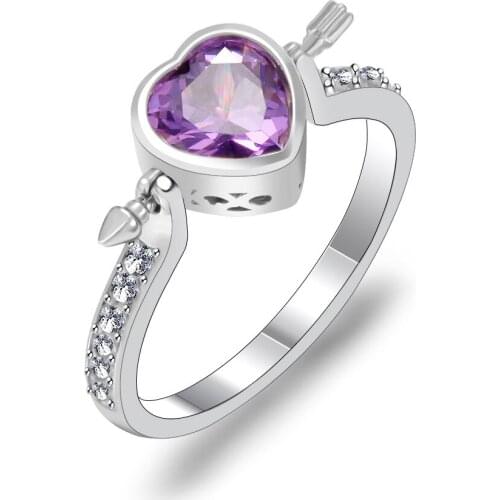 Fashion new womens love arrow heart-shaped zircon silver plated ring birthday gift jewelry accessories