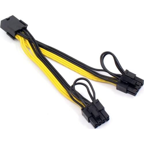 10pcs/lot PCI-E PCIE 8p Female to 2 Port Dual 8pin 6+2p Male GPU Graphics Video Card Miner Power Extension Cable Cord 18AWG Wire