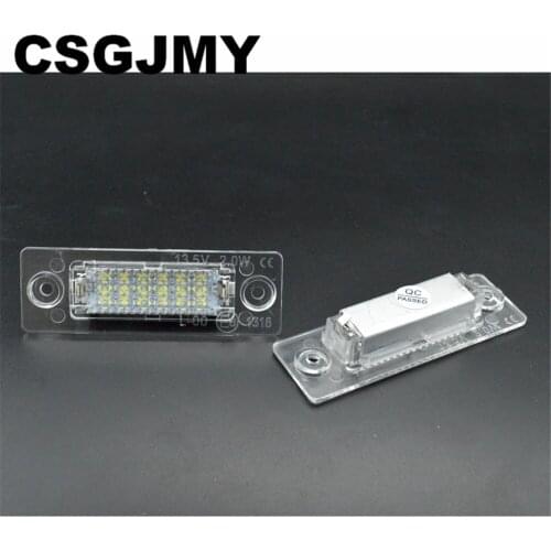 CSGJMY 2Pcs License Number Plate Light Lamp 18-LED For VW/Caddy/Transporter/Passat/Golf/Touran/Jetta For Skoda No Error