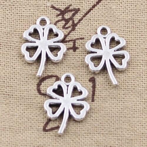 15pcs Charms Lucky Irish Four Leaf Clover 18x12mm Antique Making Pendant fit,Vintage Tibetan Silver color,DIY Handmade Jewelry