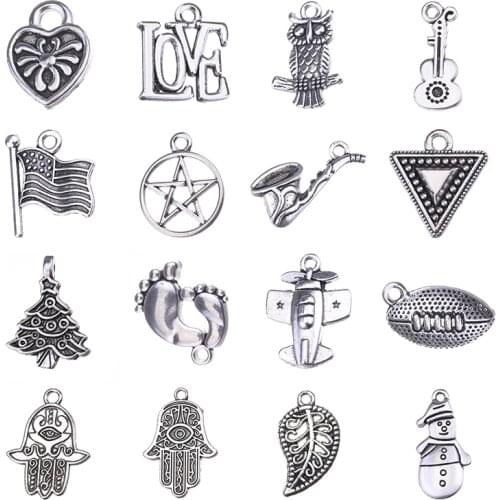20pcs/lot Multiple Alloys Charms Pendant Simple Fashion Airplane Palm Owl Piano Jewelry For Women DIY Making Accessories Hot