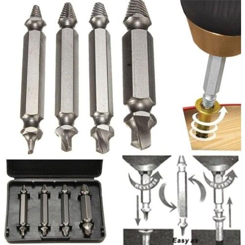 4pcs/lot Speed Out Screw Extractor Drill with Box Bits Tool Broken Damaged Remover Screw Bolt Extractor Drill Bits Guide Set