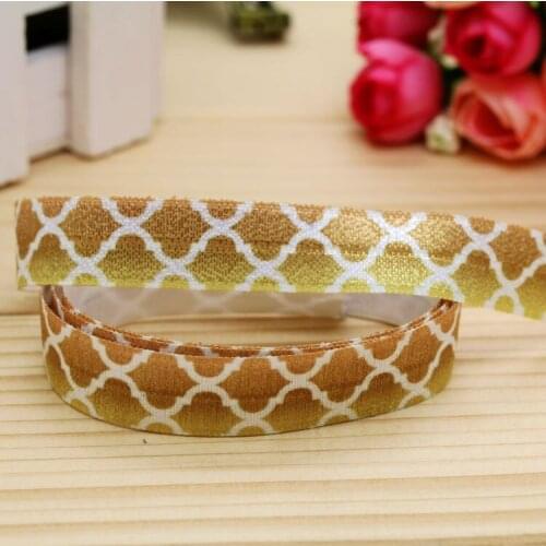 5/8'' Free shipping Fold Elastic FOE quatrefoil printed headband headwear hairband diy decoration wholesale OEM P5460