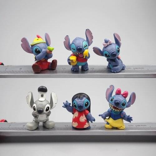 6 Pcs/set Disney Lilo y Stitch Doll Model Cartoon Anime Figure Stitch Cake Accessories Decoration Kids Collection Toys Gifts