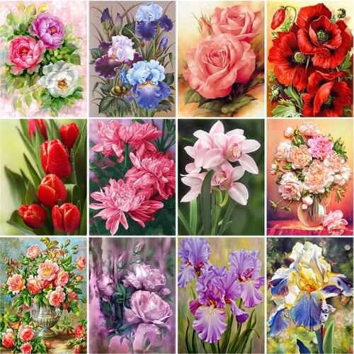 DIY 5D Diamond Painting Cross Stitch Flower Poppy Diamond Embroidery Full Round Drill Mosaic Picture Rhinestone Decor Home Gift
