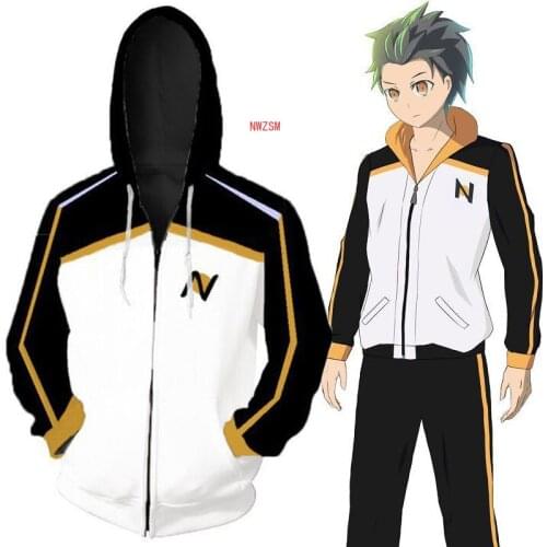 Anime Re:Life In A Different World From Zero Cosplay Hoodie Polyester Zipper 3D Printed Sportswear Jacket Subaru Natsuki Costume