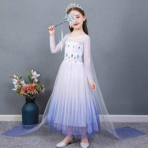 Snow Queen 2 White Girls Anna and Elsa Dress Halloween Christmas Costume Children Gowns Infant Chrismas Kids Holiday Dress