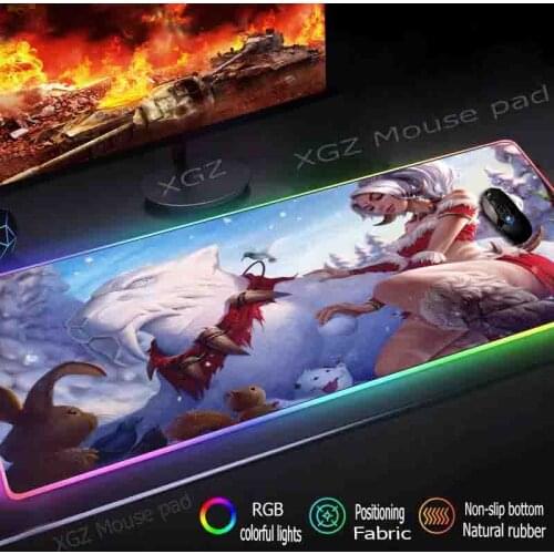 Mairuigee Large RGB Colorful Luminous Mouse Pad Lock-edge Girl Snowman and Pet Custom Computer Desk Pad Speed Rubber Non-slip