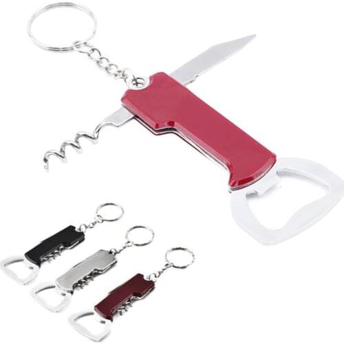 Keychain Beer Bottle Opener Stainless Steel Wine Opener Portable Bar tools Kitchen Gadgets Party Gift for Friends