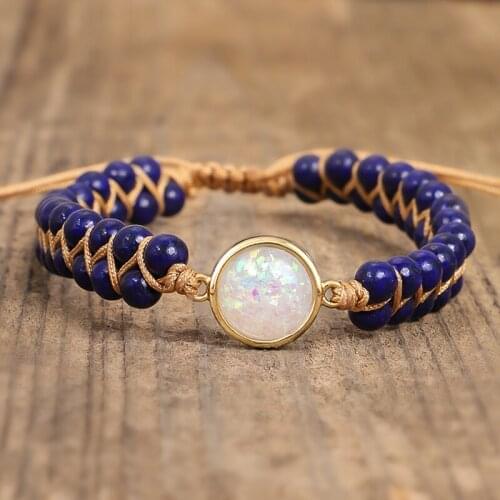 Natural Stone Beads Wrap Bracelets Women Opal String Braided Bracelets Handmade Yoga Friendship Bracelet