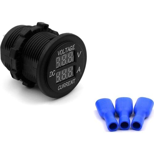 Digital LED Display Motorcycle Voltmeter Waterproof Gauge Voltage Current 2 In 1 Volt Voltage Meter Tester Reverse Protection