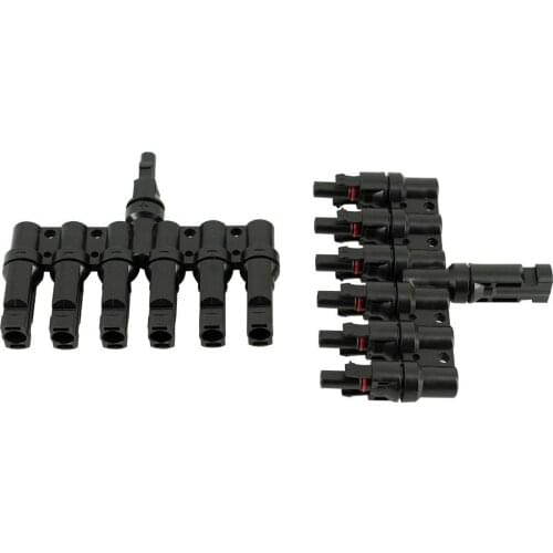 Electrical Pv Photovoltaic Connector 1pair X Pv T Branch Parallel Connection 30a Solar Panel Cable Wire Connect One In Six Out