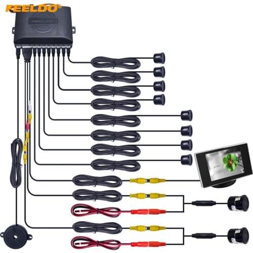 FEELDO Car 8 Sensors/18.5mm Camera/Monitor Front&Rear Dual View Parking Sensor Backup Radar System #HQ4454
