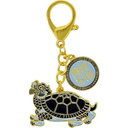 Feng Shui Black Tortoise Lunar Mansion Talisman Hanging Keychain W4310