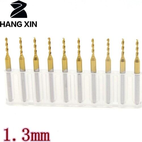 HANGXING Titanium Coated Carbide PCB Drill 1.3mm 10PCS Metal Cutter CNC Router Woodworking Tools, Mini Manual Drill