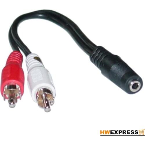 HWEXPRESS hot Universal 3.5mm Stereo Audio Female Jack to 2 RCA Male Socket Adapter Cable