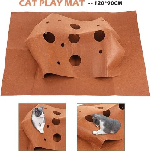 Cat Playing Mat Training Pet Activity Play Mats Pets Rug Scratch Resistant Toys Multi-Hole Bite Pad Pet Supplies