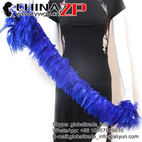 CHINAZP 850pieces/bundle Size from 5inch to 8inch Best Quality Bleached and Dyed Royal Blue Strung Rooster Saddle Feathers
