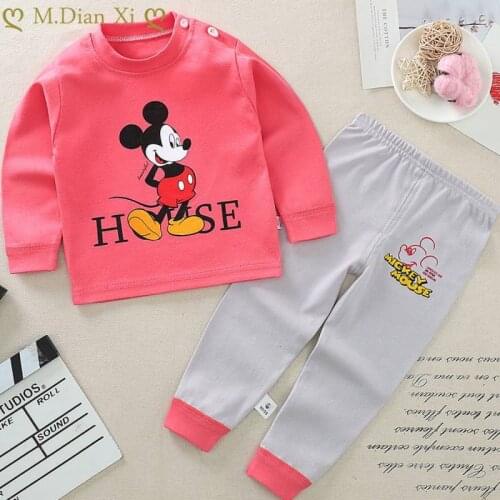 0-24M Baby Clothes Set Spring and Autumn Baby Girl Clothes Cotton Girls Cartoon Tops + Pants 2 Underwear Sets Children Clothes