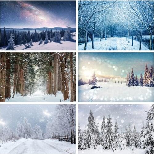 Laeacco Winter Forest Snow Footpath Christmas Natural Landscape Photo Background Photographic Backdrop For Photo Studio