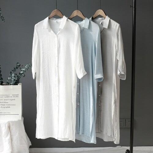 Summer Long Shirt Women White Female Cardigans Korean Cotton Linen Shawl Ladies Long Sleeve Button Tops Linen Blouse Plus Size