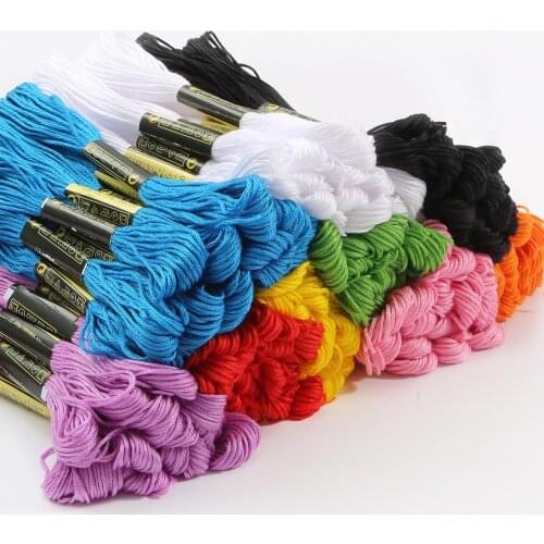 Hot sale 5pcs/bag per small bar 7.5m high quality bright 9 Colors cross stitch thread DIY clothing sewing supplies and fabrics