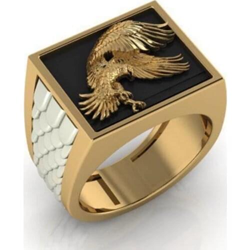 Fashion Men Ring Domineering Eagle Animal Stainless Steel Ring Anniversary Birthday Gift Wedding Banquet Party Ring Jewelry