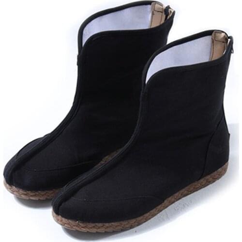 QPFJQD MenS Cotton Linen Breathable Ankle Boots Round Toe Man Basic Winter Plush Snow Denim Boots Comfortable Office Work Shoes