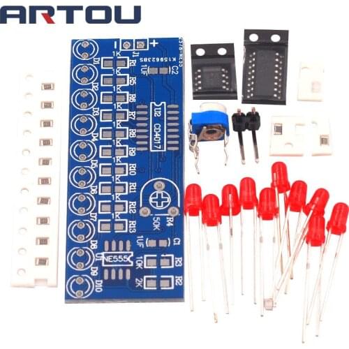 Smart Electronics Kits NE555+CD4017 Light Water Flowing Light LED Module DIY Kit