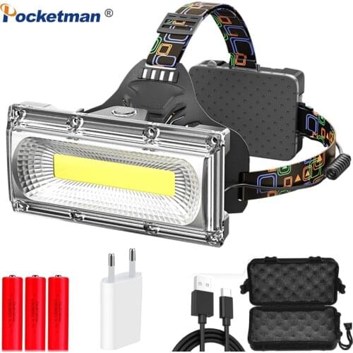 15000lm Headlamp COB Strong light Rechargeable Super bright flashlight outdoor LED long-range home miner led ultra light