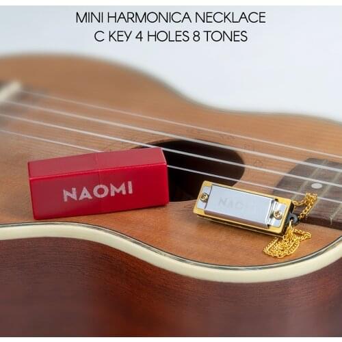 NAOMI Harmonica Necklace Mini Musical Harmonicas of C Key 4 Holes 8 Tones Music Instrument for Children Beginners 5PCS